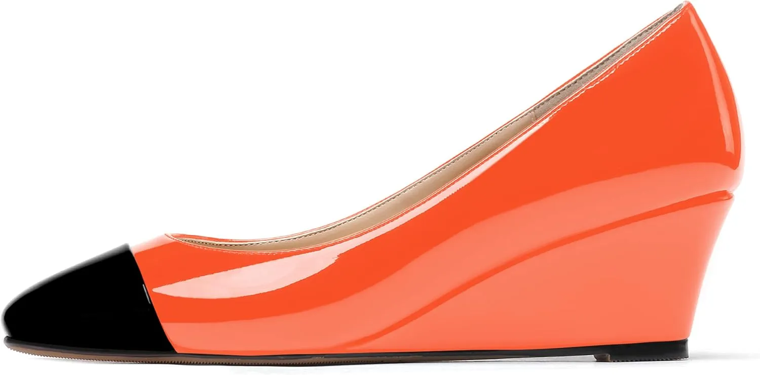 WAYDERNS Women's Matte Square Toe Slip On Solid Wedge Low Heel Pumps Office Work Dress Shoes 2 Inch