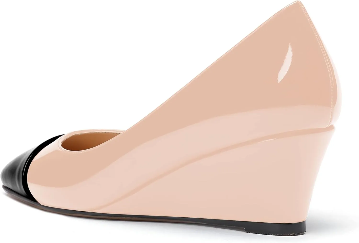 WAYDERNS Women's Matte Square Toe Slip On Solid Wedge Low Heel Pumps Office Work Dress Shoes 2 Inch
