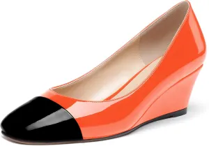 WAYDERNS Women's Matte Square Toe Slip On Solid Wedge Low Heel Pumps Office Work Dress Shoes 2 Inch