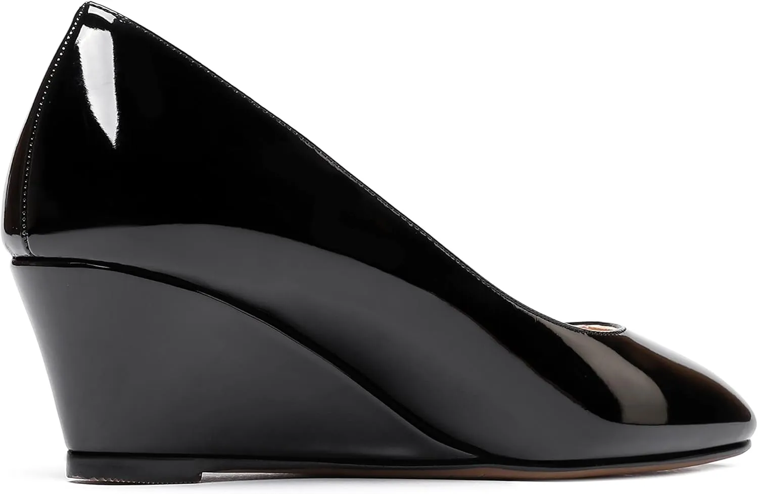WAYDERNS Women's Slip On Patent Leather Square Toe Low Heel Wedge Pumps Shoes 2 Inch