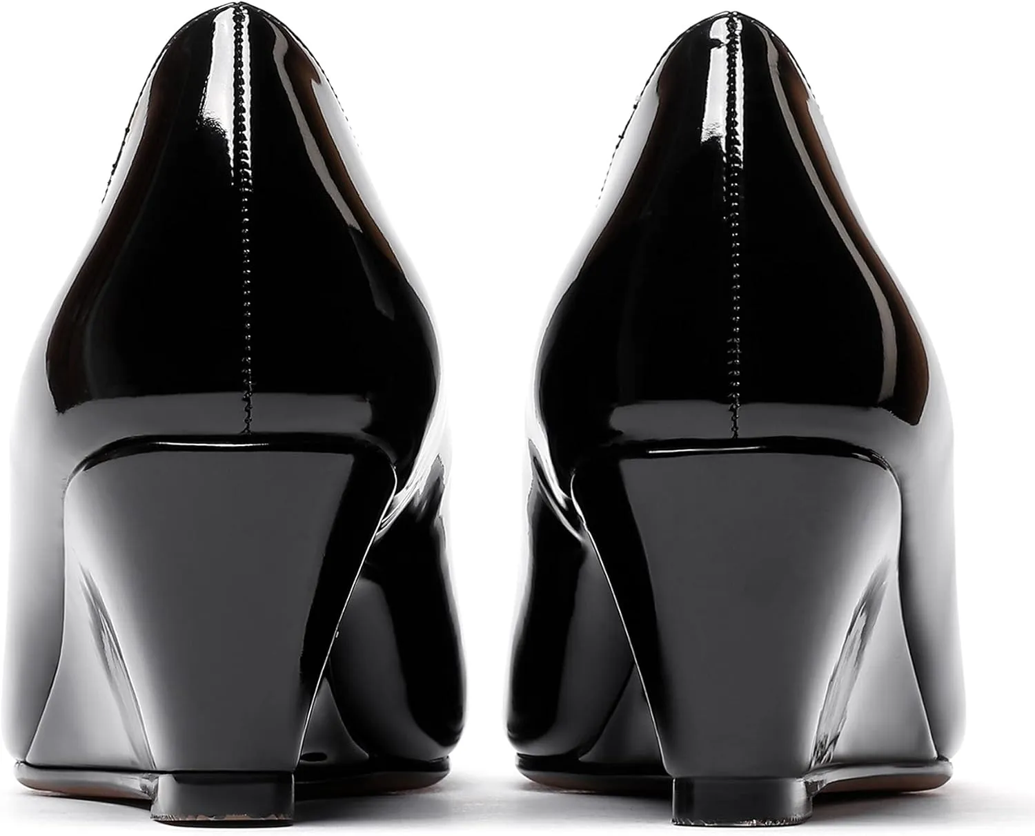 WAYDERNS Women's Slip On Patent Leather Square Toe Low Heel Wedge Pumps Shoes 2 Inch