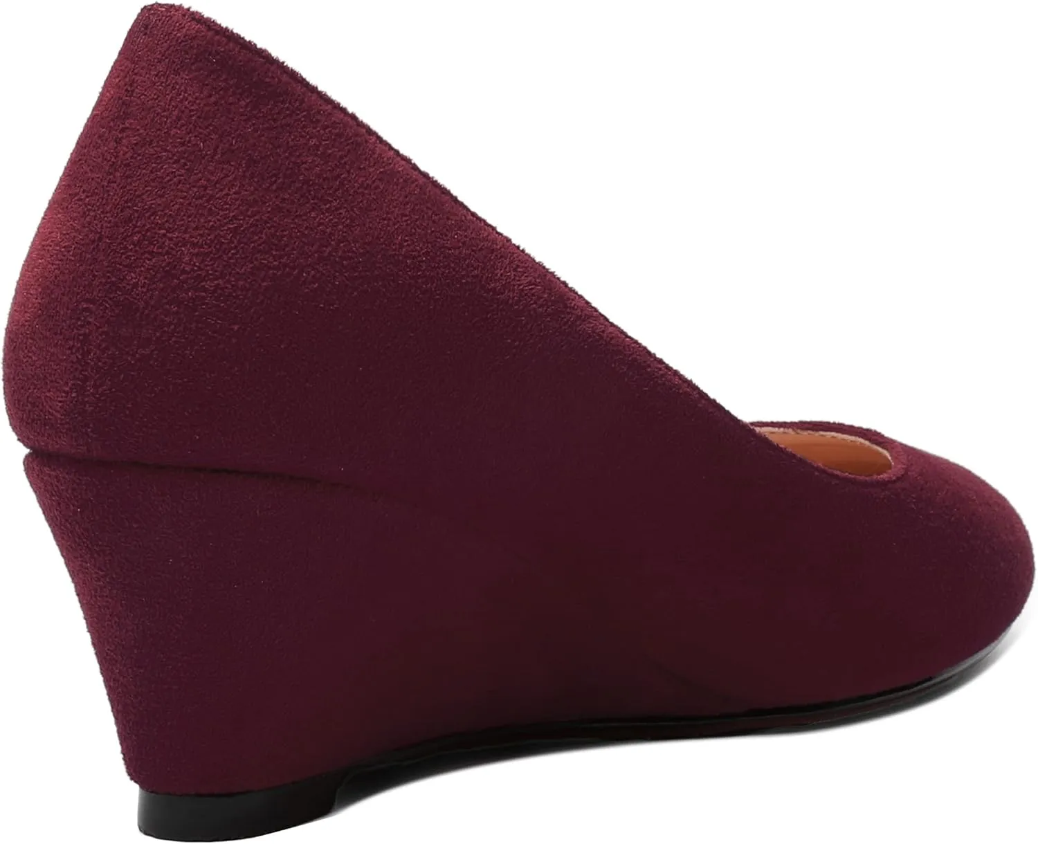 WAYDERNS Womens Solid Round Toe Dating Suede Casual Slip On Wedge Low Heel Pumps Shoes 2 Inch