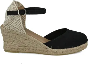 Wedge Sandals for Women. Made in Spain. Classic 5 Strings Height. Jute Espadrille with Buckle. Padded Fabric Insole. Rubber Outsole.