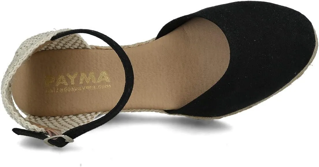 Wedge Sandals for Women. Made in Spain. Classic 5 Strings Height. Jute Espadrille with Buckle. Padded Fabric Insole. Rubber Outsole.
