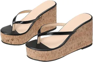 Wedge Sandals Womens Espadrille Summer Platform T-Strap Peep Toe Roman Flip Flop Bohemian Beach Open Toe Slingback Ladies Comfort Wide Fit Walking Shoes
