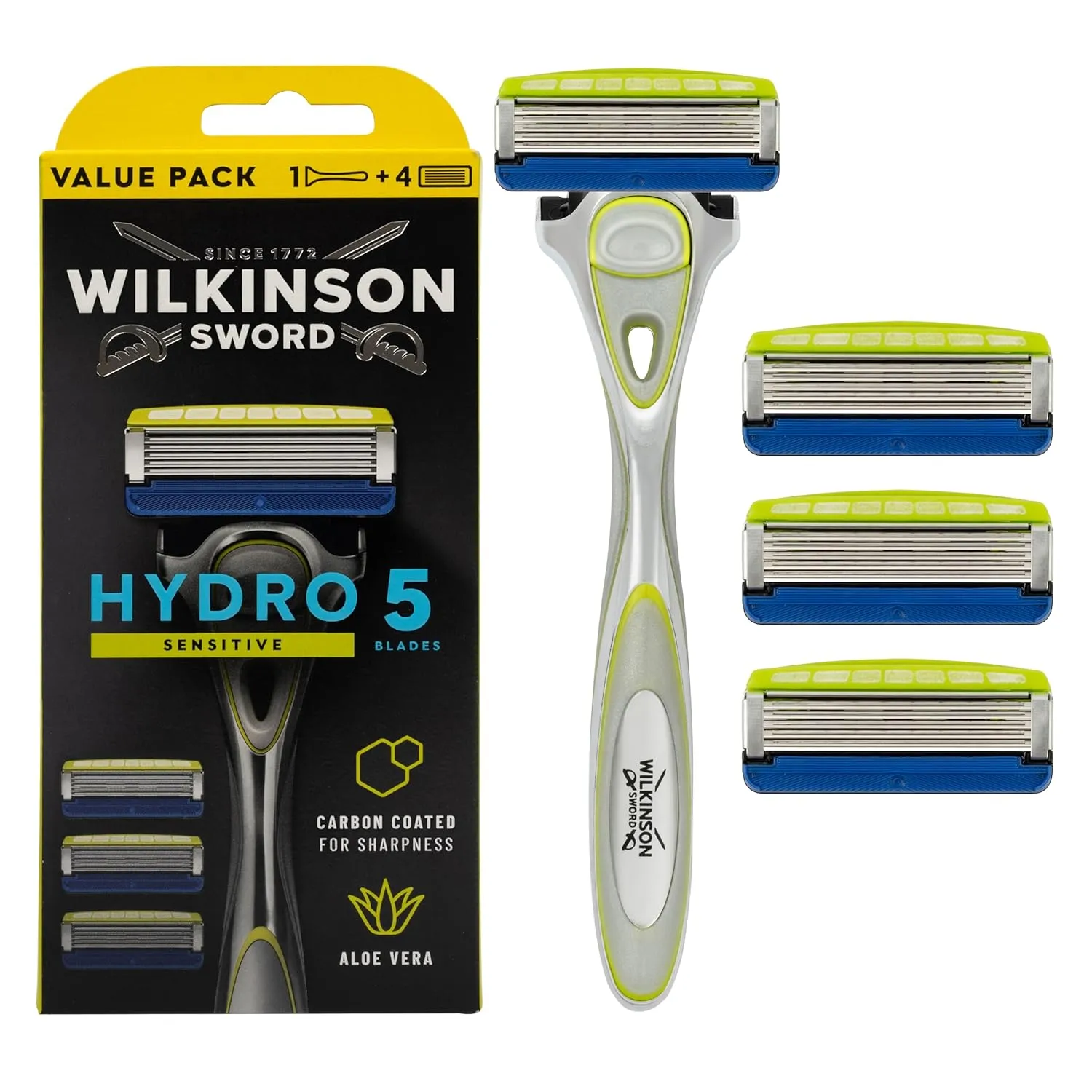 WILKINSON SWORD - Hydro 5 Skin Protection for Men | Sensitive | Razor Handle   4 Blade Refills