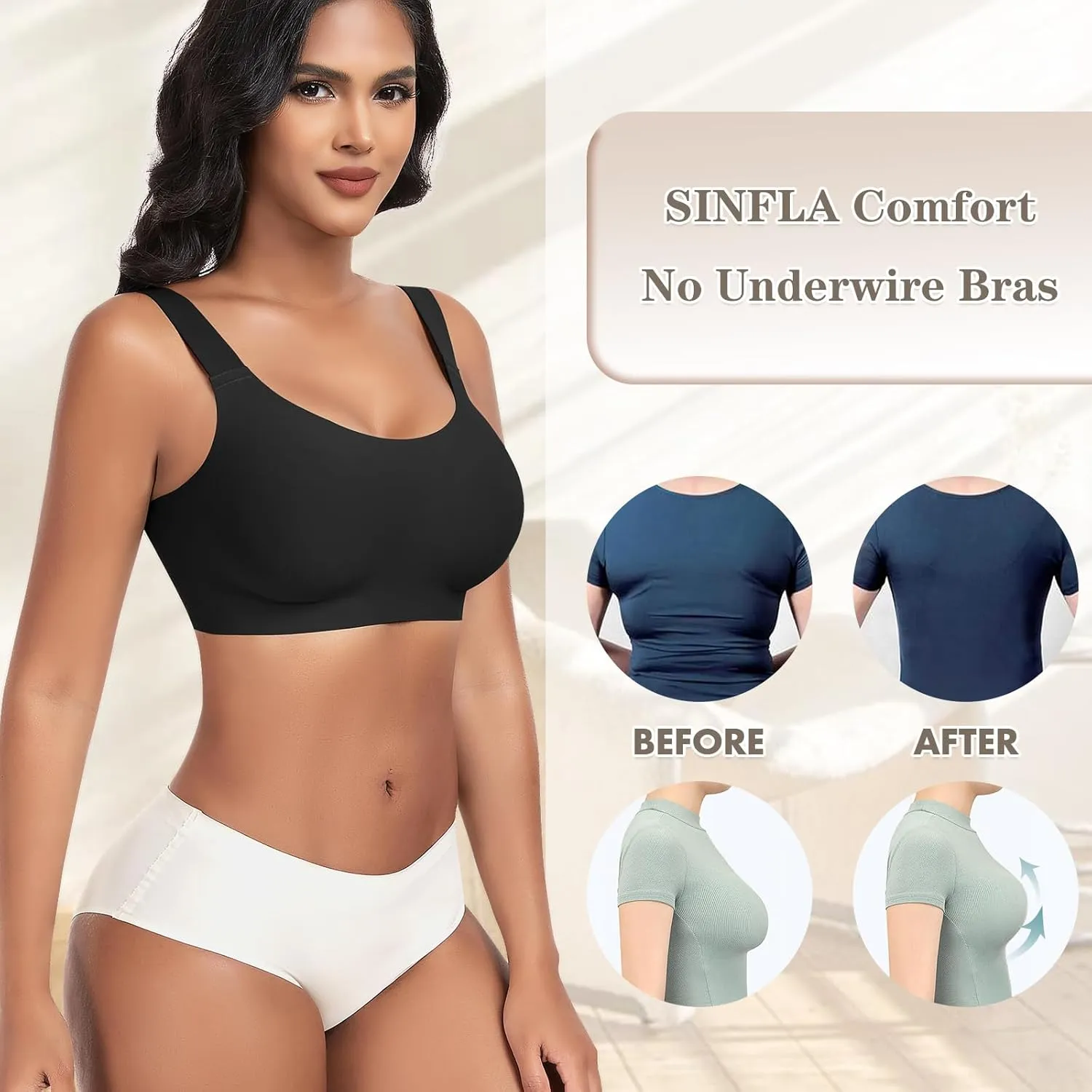 Wireless Bras Women No Underwire Comfortable Bra