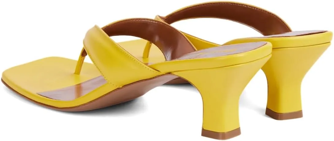 Women Stylish Comfy Low Heel Slip on Flip Flops Open Split Toe Slide Sandals Summer Holiday Seaside Travel Casual Mules Size 4-16 US