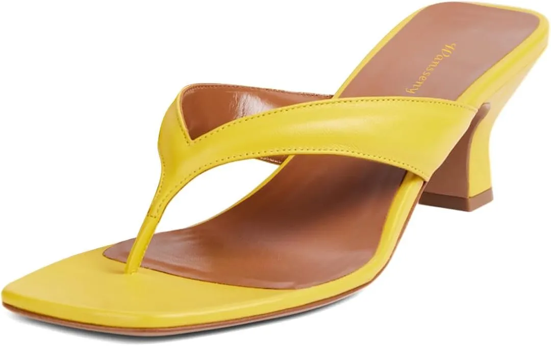 Women Stylish Comfy Low Heel Slip on Flip Flops Open Split Toe Slide Sandals Summer Holiday Seaside Travel Casual Mules Size 4-16 US