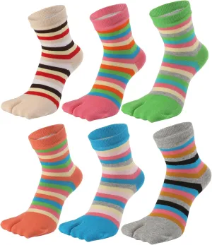 Women Tabi Socks No Show Crew Split Toe for Sandal Flip Flop Ninja Japan Cotton 6 Pack