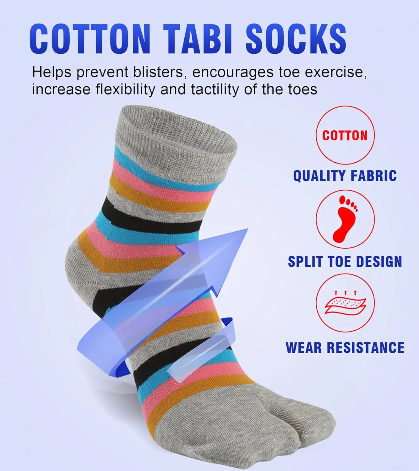 Women Tabi Socks No Show Crew Split Toe for Sandal Flip Flop Ninja Japan Cotton 6 Pack