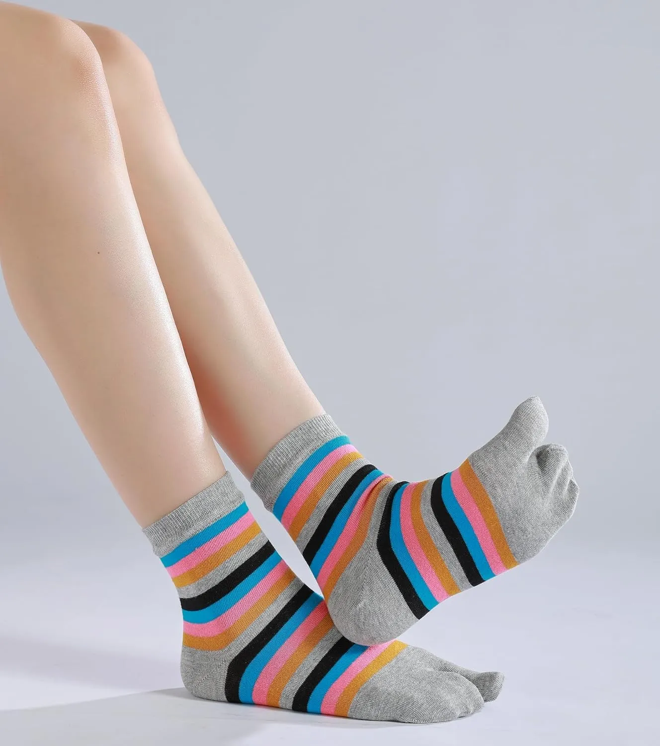 Women Tabi Socks No Show Crew Split Toe for Sandal Flip Flop Ninja Japan Cotton 6 Pack