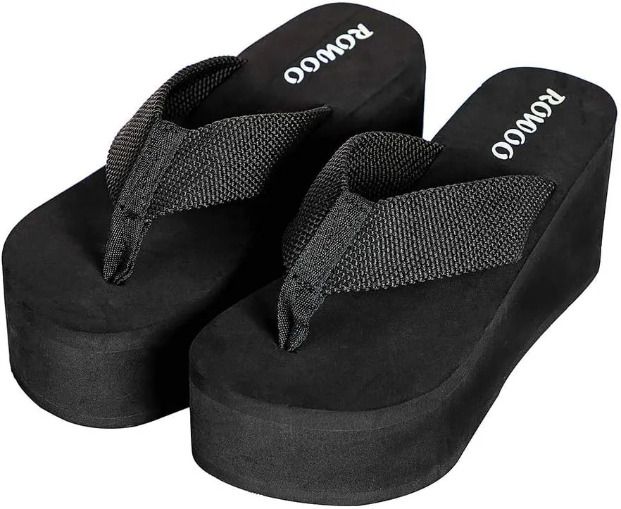 Women Wedge Sandals Platform Webbing Flip Flops
