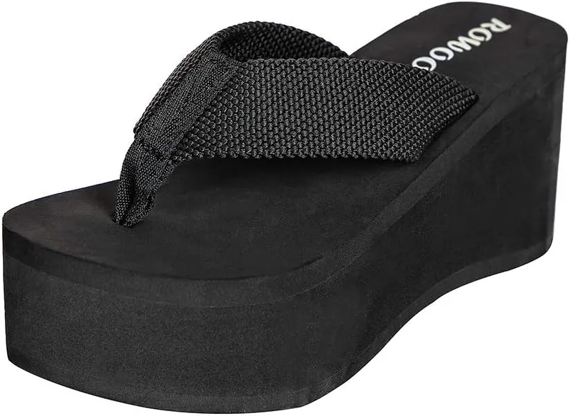 Women Wedge Sandals Platform Webbing Flip Flops