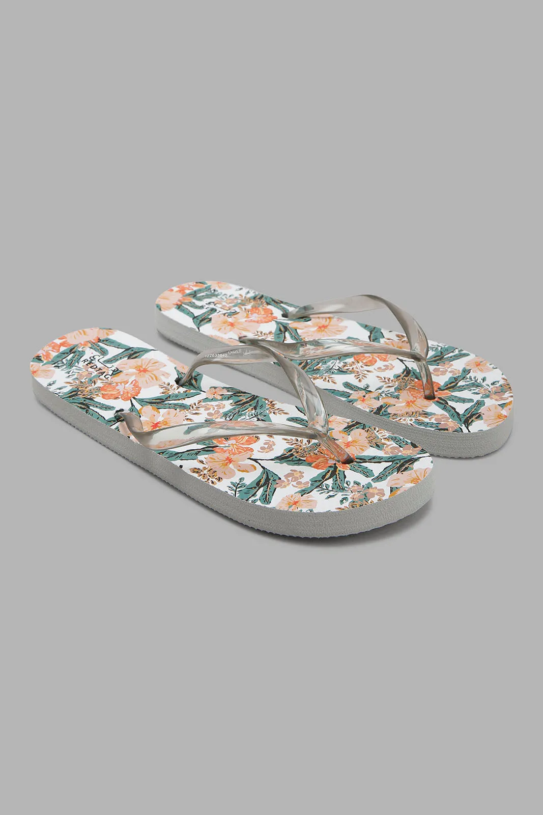 Women White Floral Flip Flop