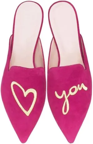 Women's Backless Comfort Slip On Casual Flats Embroidery Mule Slippers Shoes