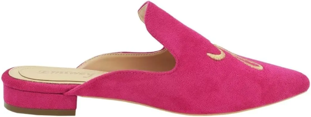 Women's Backless Comfort Slip On Casual Flats Embroidery Mule Slippers Shoes