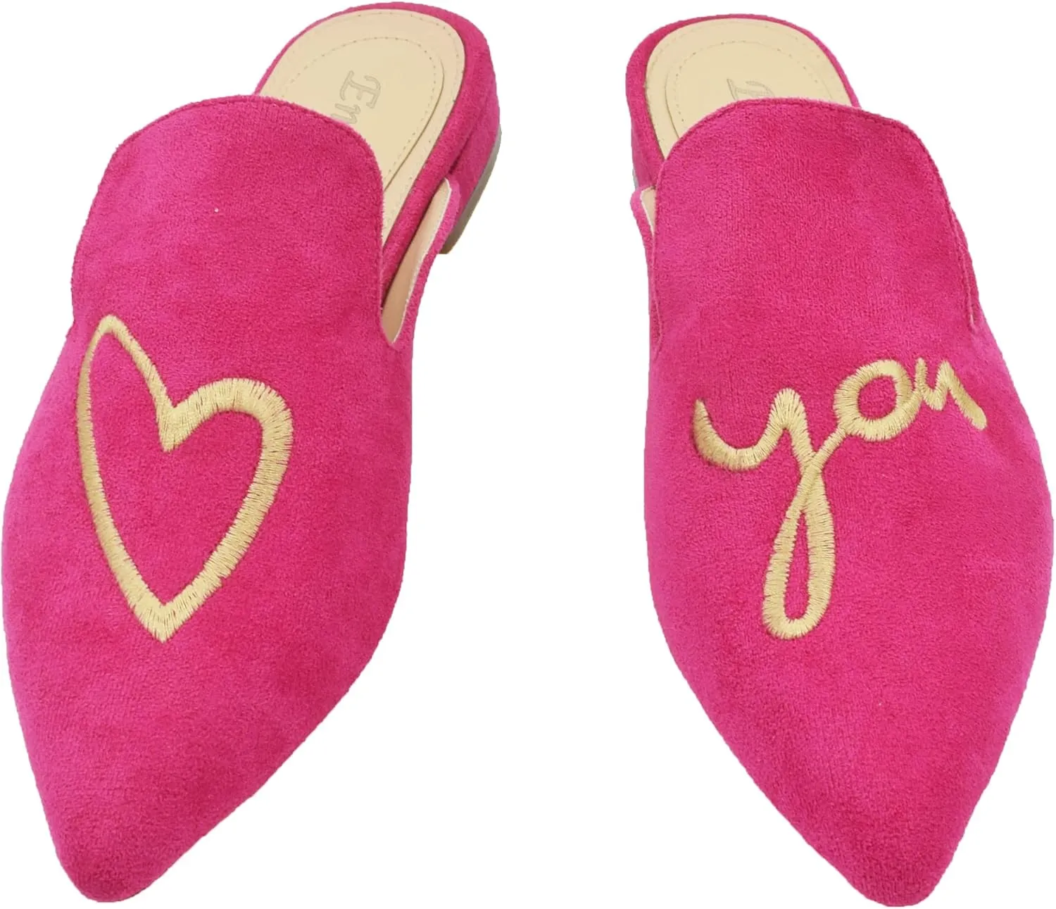 Women's Backless Comfort Slip On Casual Flats Embroidery Mule Slippers Shoes