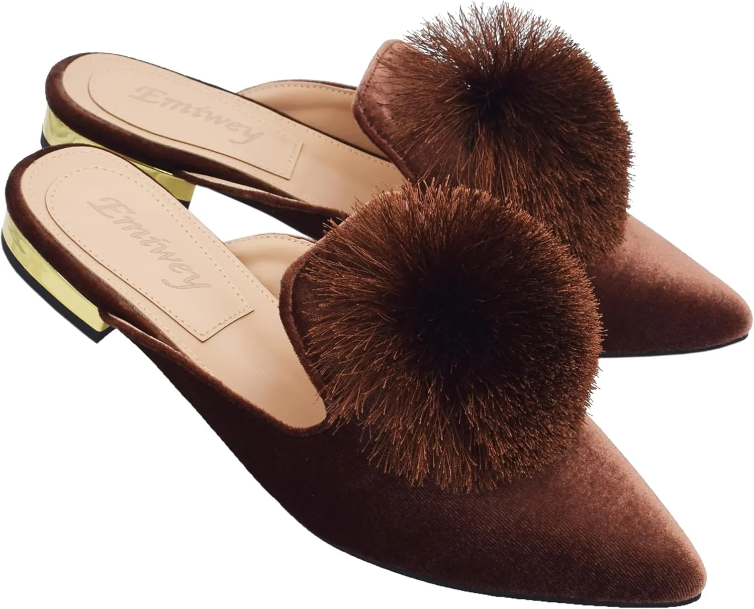 Women's Backless Comfort Slip On Loafers Flats Cute Pom Pom Mule Slippers Casual Shoes