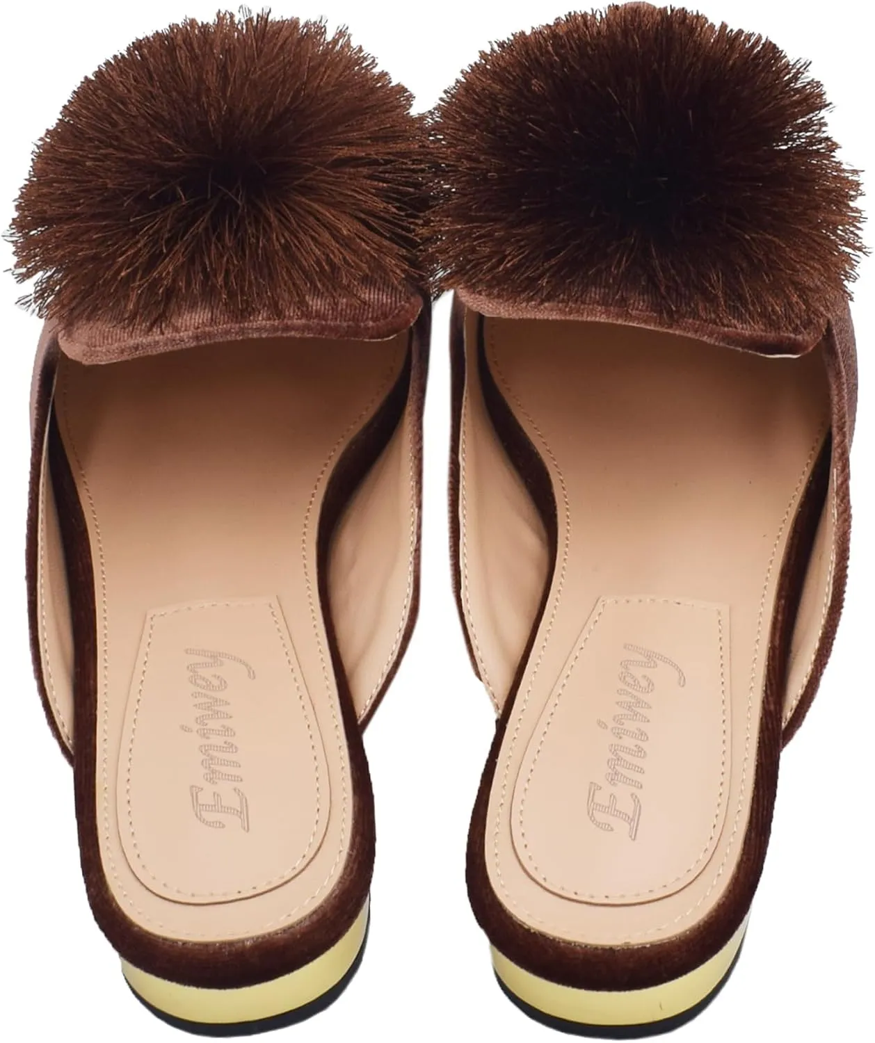 Women's Backless Comfort Slip On Loafers Flats Cute Pom Pom Mule Slippers Casual Shoes