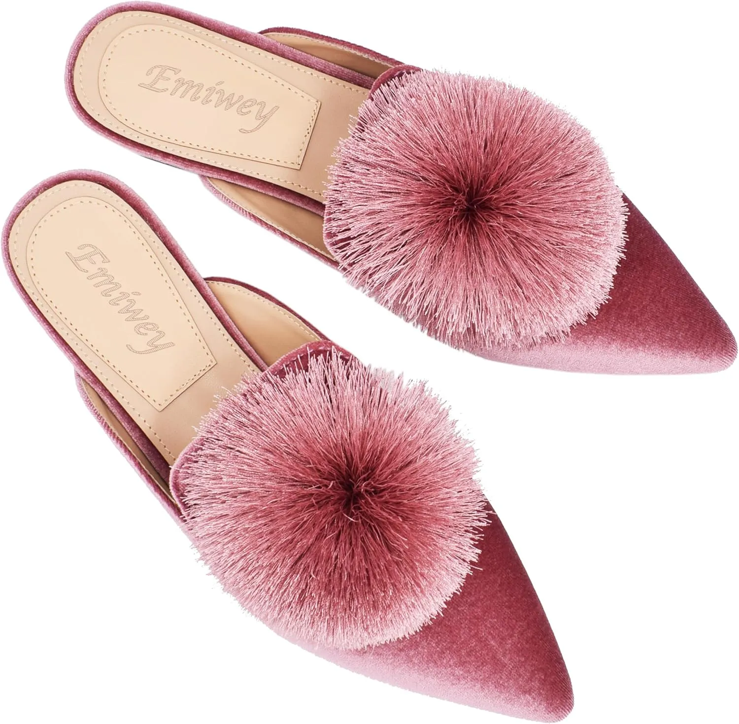 Women's Backless Comfort Slip On Loafers Flats Cute Pom Pom Mule Slippers Casual Shoes