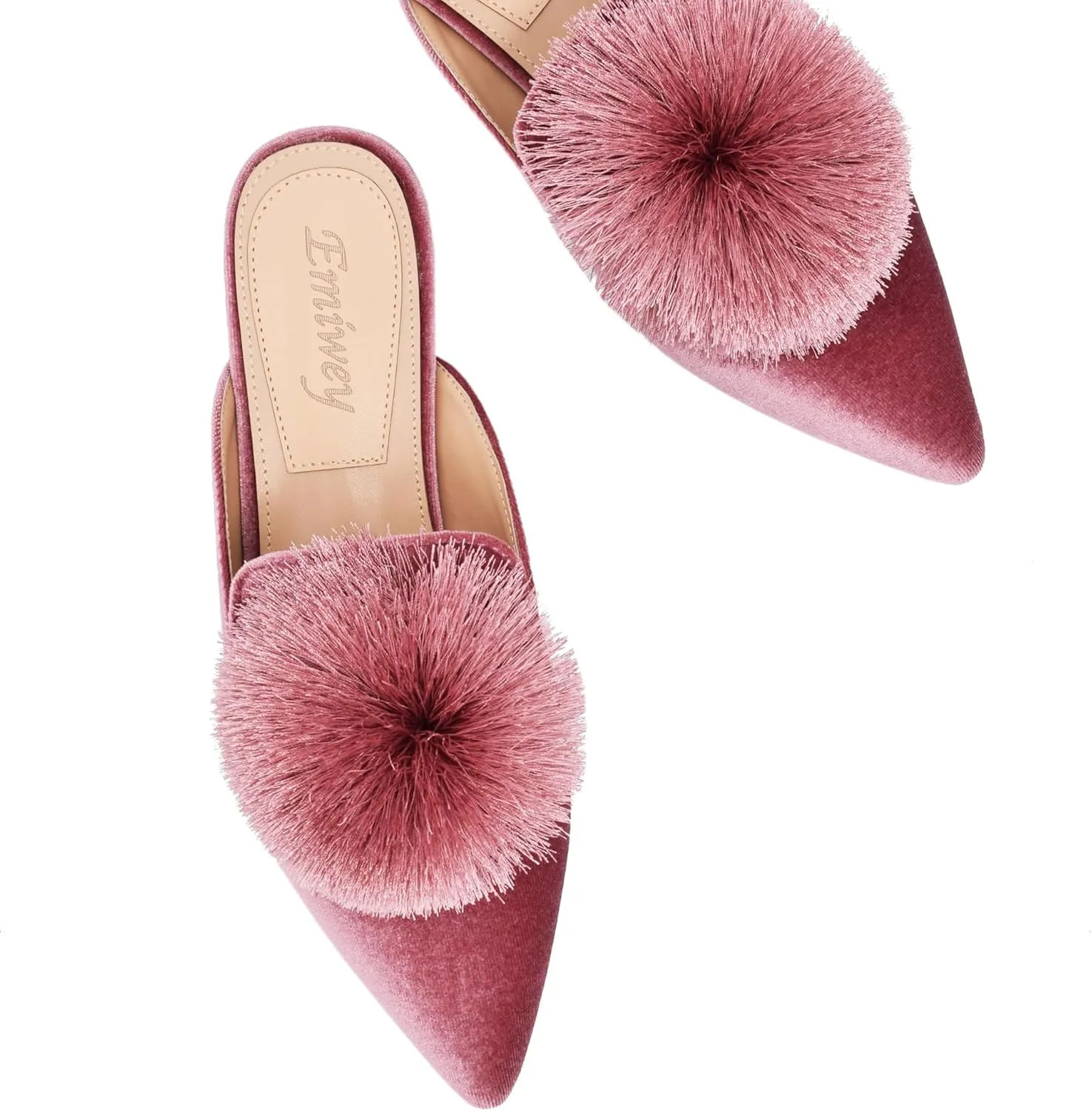 Women's Backless Comfort Slip On Loafers Flats Cute Pom Pom Mule Slippers Casual Shoes