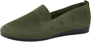 Women's Ballet Flats Soft Knit Lightweight Round Toe Slip On Comfort Ballerina Flat Shoes for Walking Low Wedge Soft