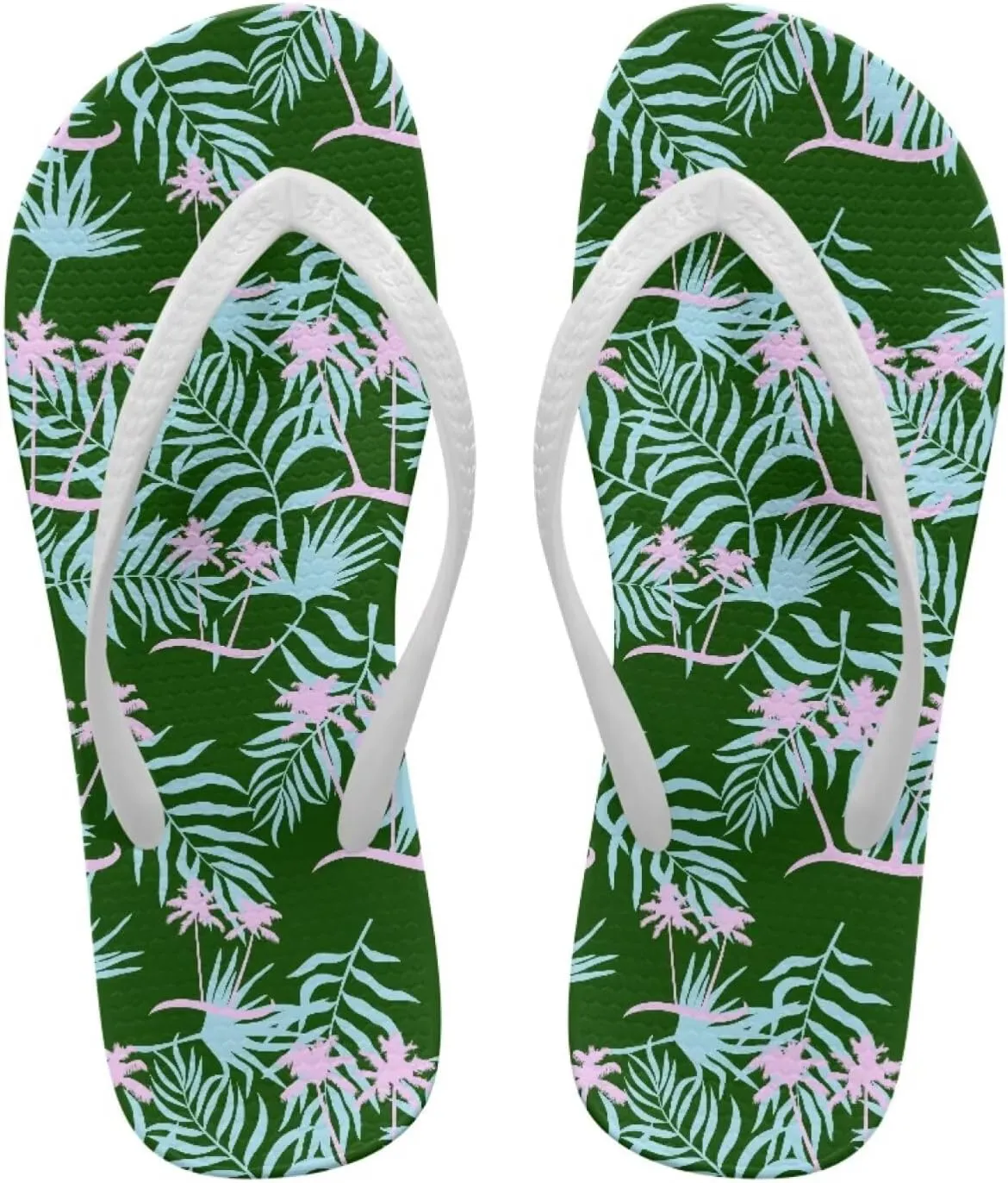 Women's Beach Flip-Flops Tropical Style Lightweight Thong Sandals with EVA Sole Non-Slip Pool Shower Slippers