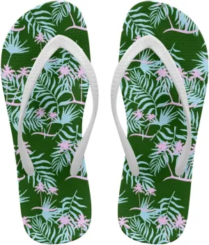 Women's Beach Flip-Flops Tropical Style Lightweight Thong Sandals with EVA Sole Non-Slip Pool Shower Slippers