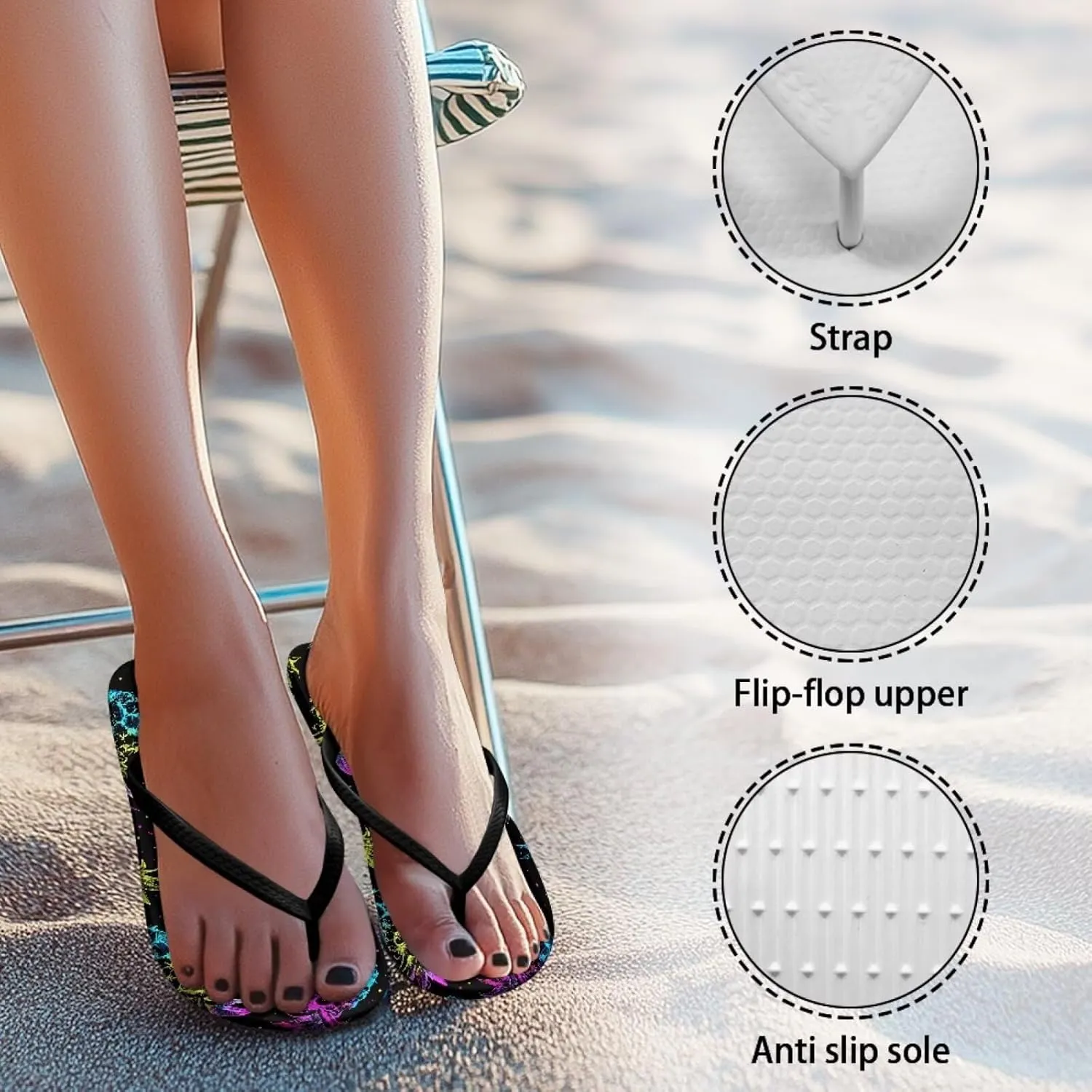 Women's Beach Flip Flops Women's Casual Walking Slippers Summer Indoor & Outdoor Sandals with Fashionable Design