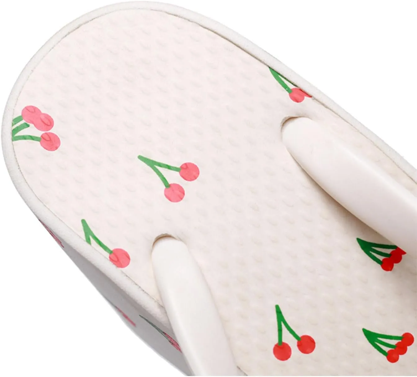 Women's Beach Sandals, Womens Flip Flop Slip on Platform Sandals, Cherries Platform Flip Flops,Open Toe Wedge Sandals (White,8.5)