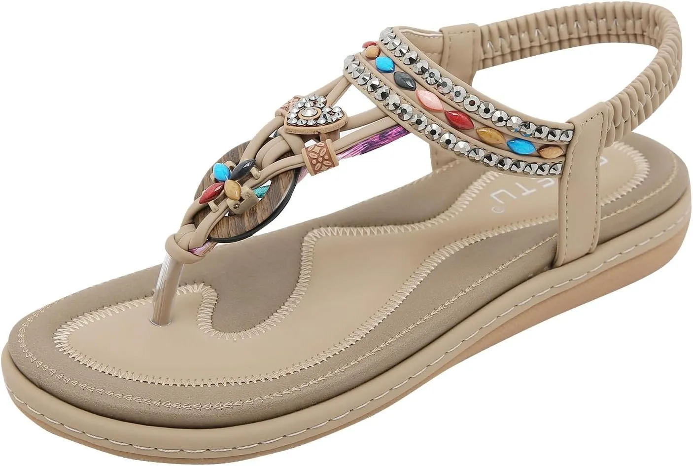 Women's Boho Western Flip Flops Fashion Rhinestone T-Strap Open Toe Casual Flip-Flops 2025 Trendy Casual Shoes