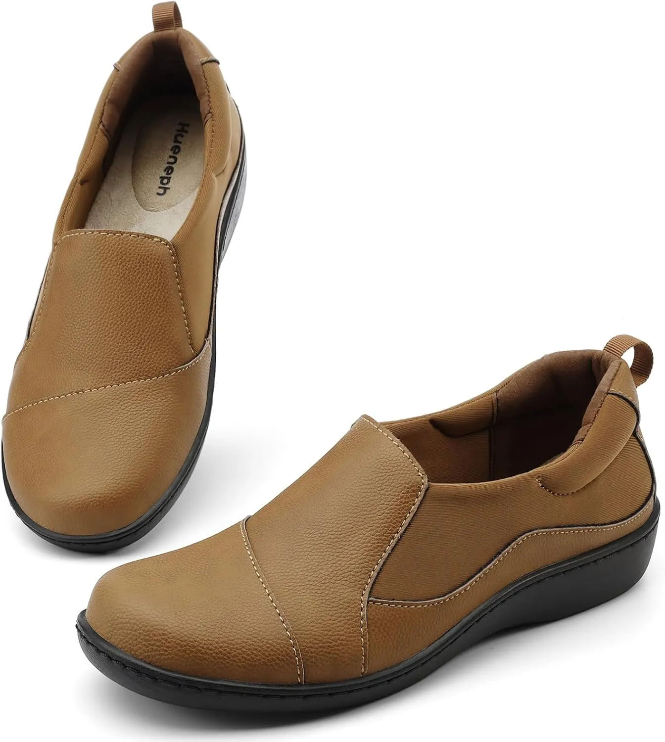 Women's Comfort Leather Loafers Cute Casual Slip On Lightweight Walking Flats Everyday Work Shoes