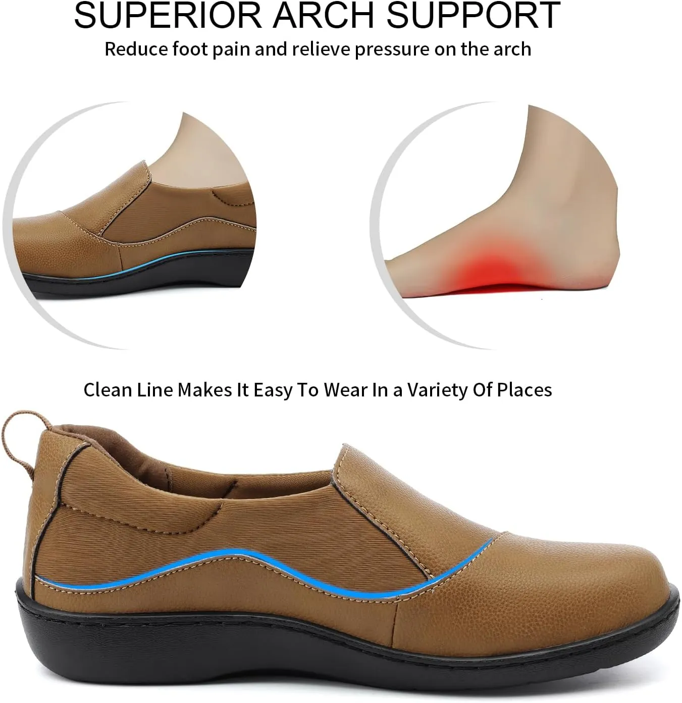 Women's Comfort Leather Loafers Cute Casual Slip On Lightweight Walking Flats Everyday Work Shoes