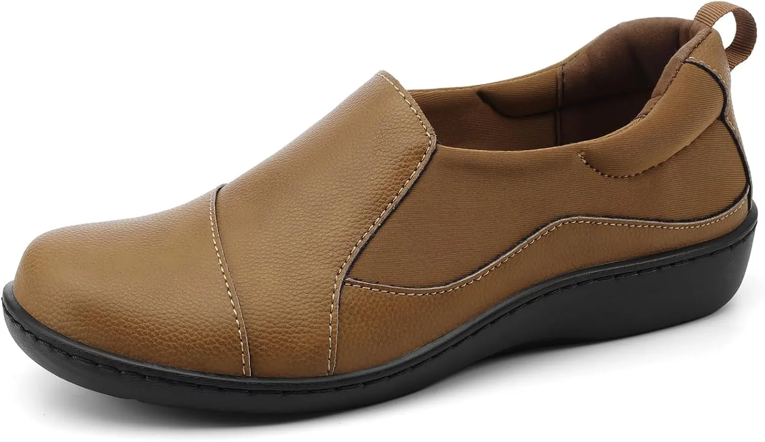 Women's Comfort Leather Loafers Cute Casual Slip On Lightweight Walking Flats Everyday Work Shoes