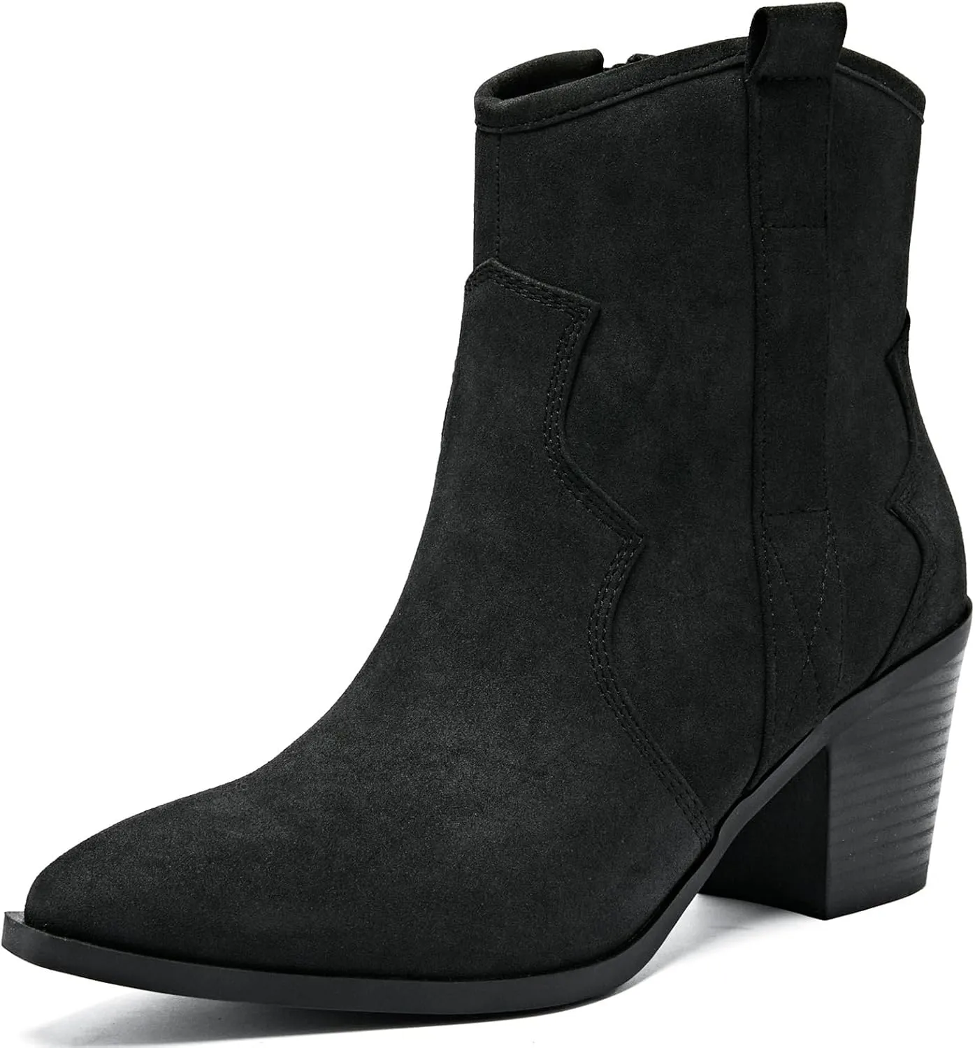 Women's Cowboy Ankle Boots Western Cowgirl Chunky Heeled Booties Classic Casual Comfortable Low Mid Heel Short Boots for Women.