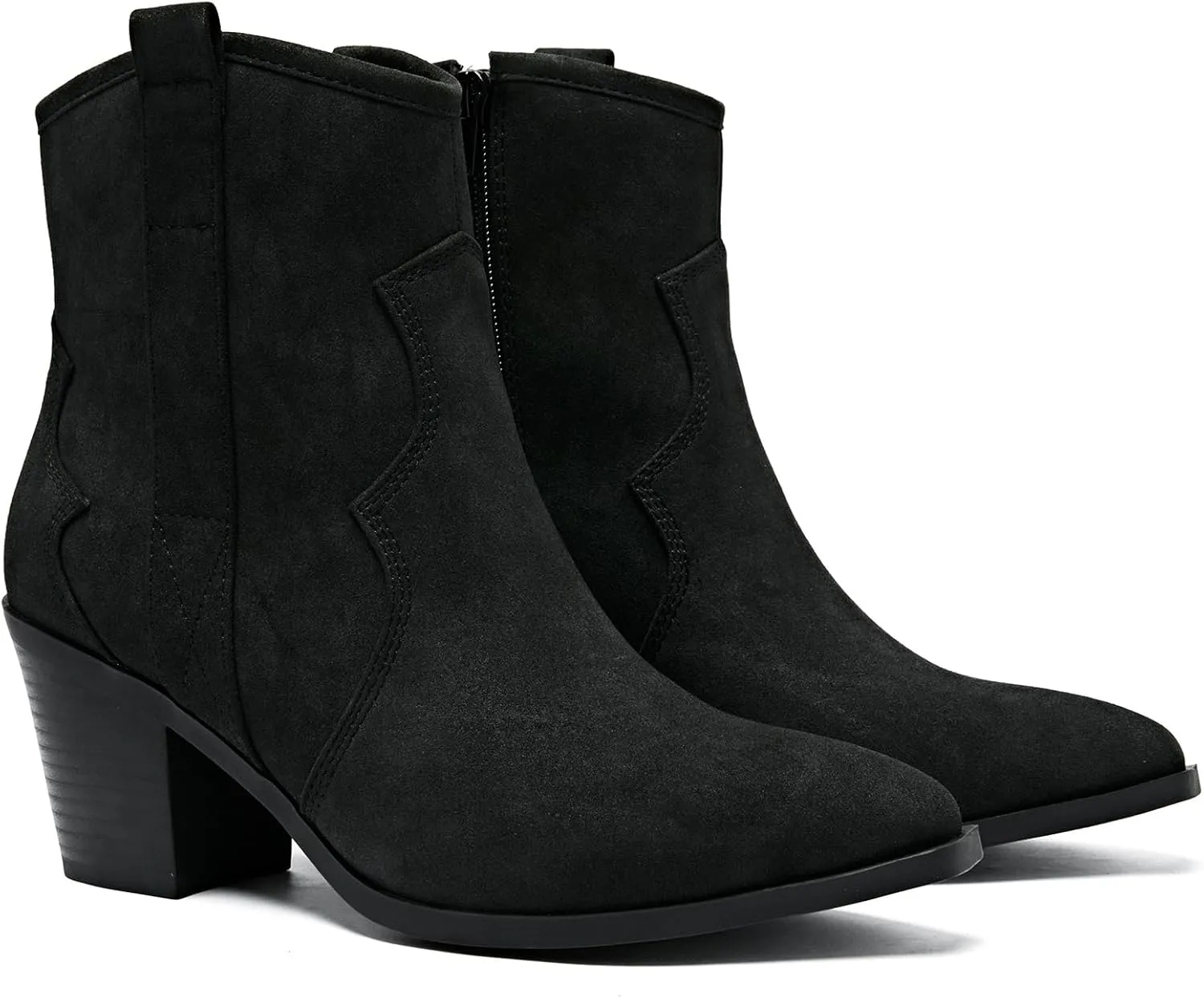 Women's Cowboy Ankle Boots Western Cowgirl Chunky Heeled Booties Classic Casual Comfortable Low Mid Heel Short Boots for Women.