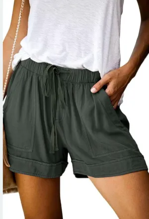 Womens Drawstring Shorts Summer Elastic Waist Casual Lightweight with Pockets