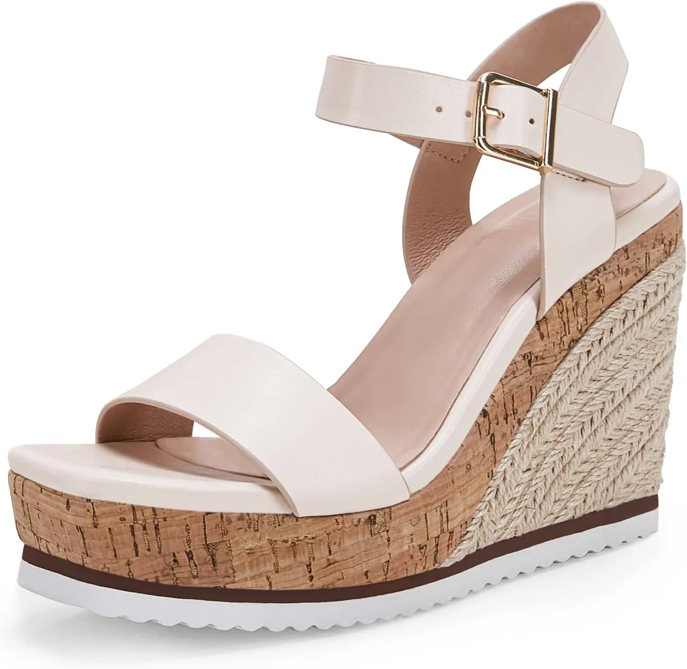 Women's Espadrille Wedge Platform Sandals Open Toe Ankle Buckle Strap Casual Summer Shoes