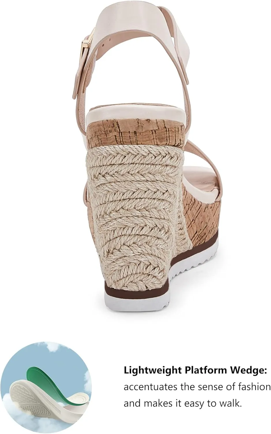 Women's Espadrille Wedge Platform Sandals Open Toe Ankle Buckle Strap Casual Summer Shoes