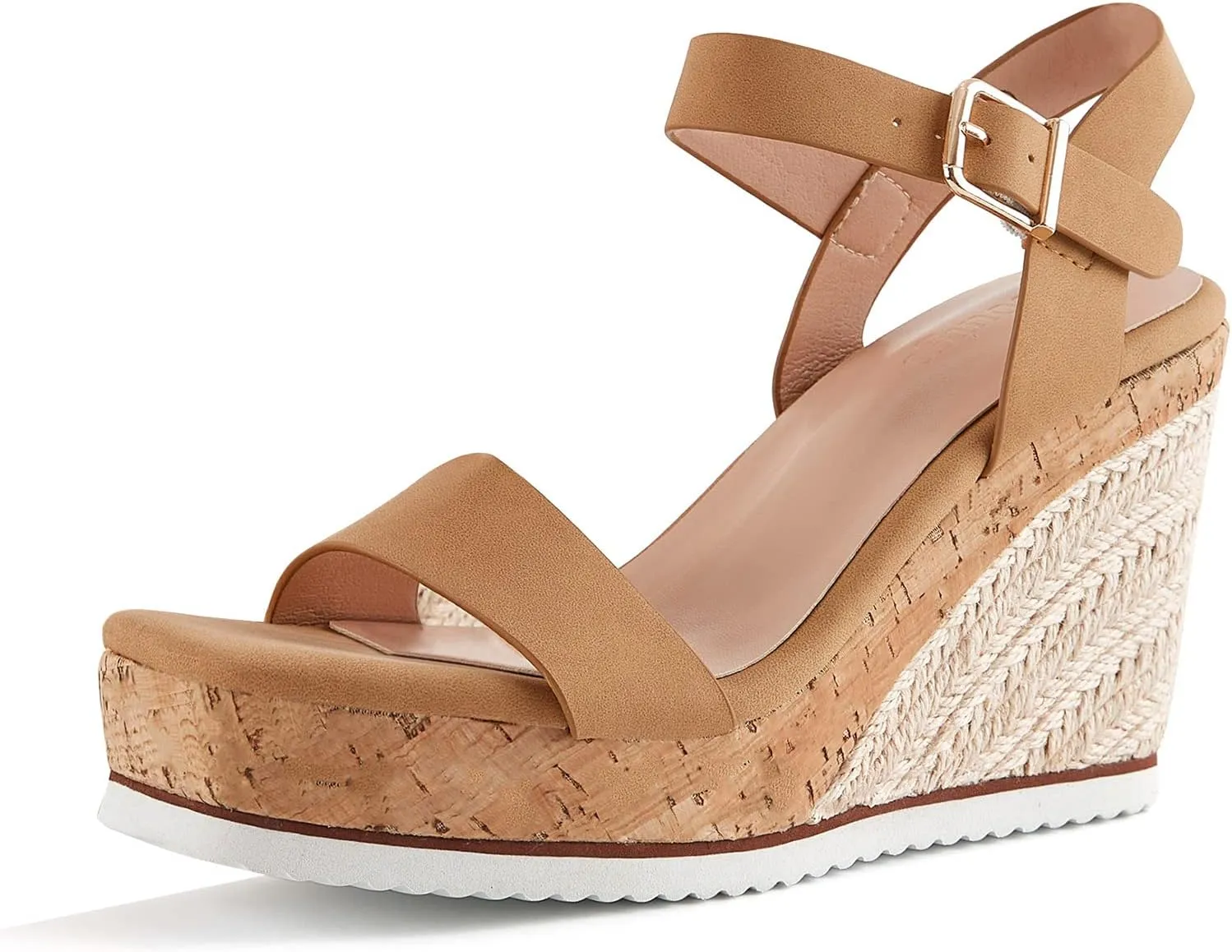 Women's Espadrille Wedge Platform Sandals Open Toe Ankle Buckle Strap Casual Summer Shoes
