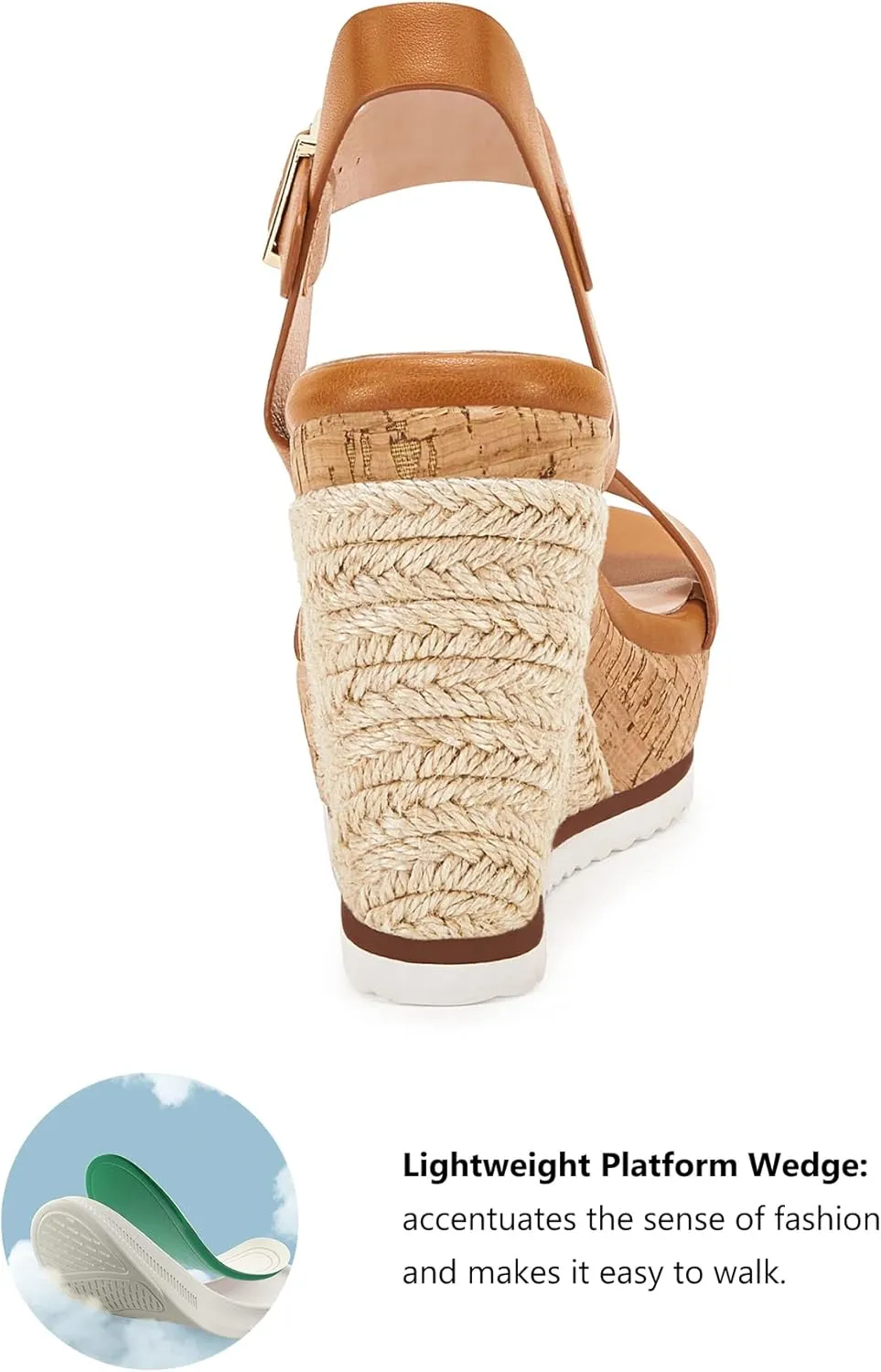 Women's Espadrille Wedge Platform Sandals Open Toe Ankle Buckle Strap Casual Summer Shoes