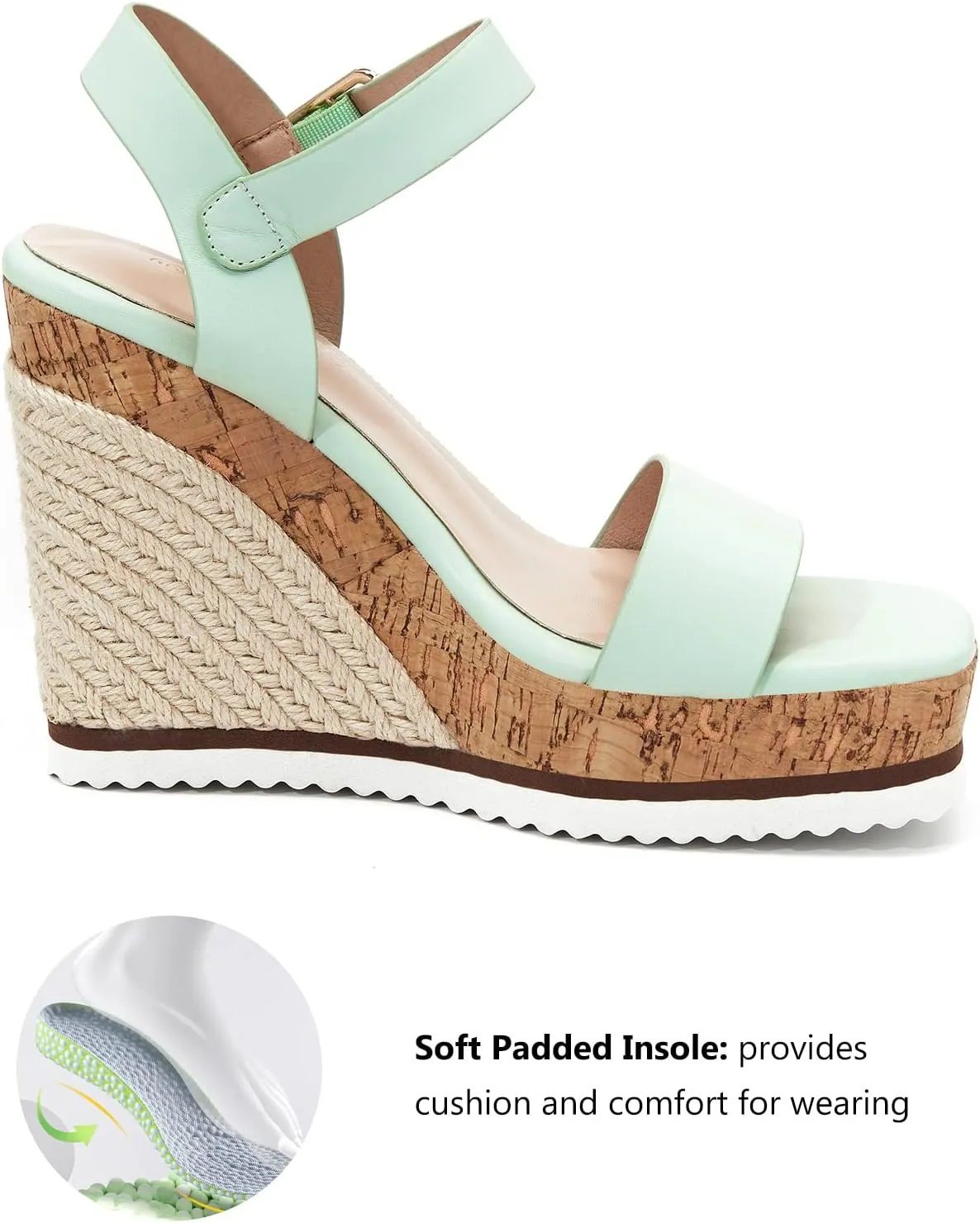 Women's Espadrille Wedge Platform Sandals Open Toe Ankle Buckle Strap Casual Summer Shoes