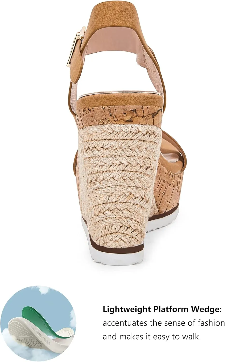 Women's Espadrille Wedge Platform Sandals Open Toe Ankle Buckle Strap Casual Summer Shoes