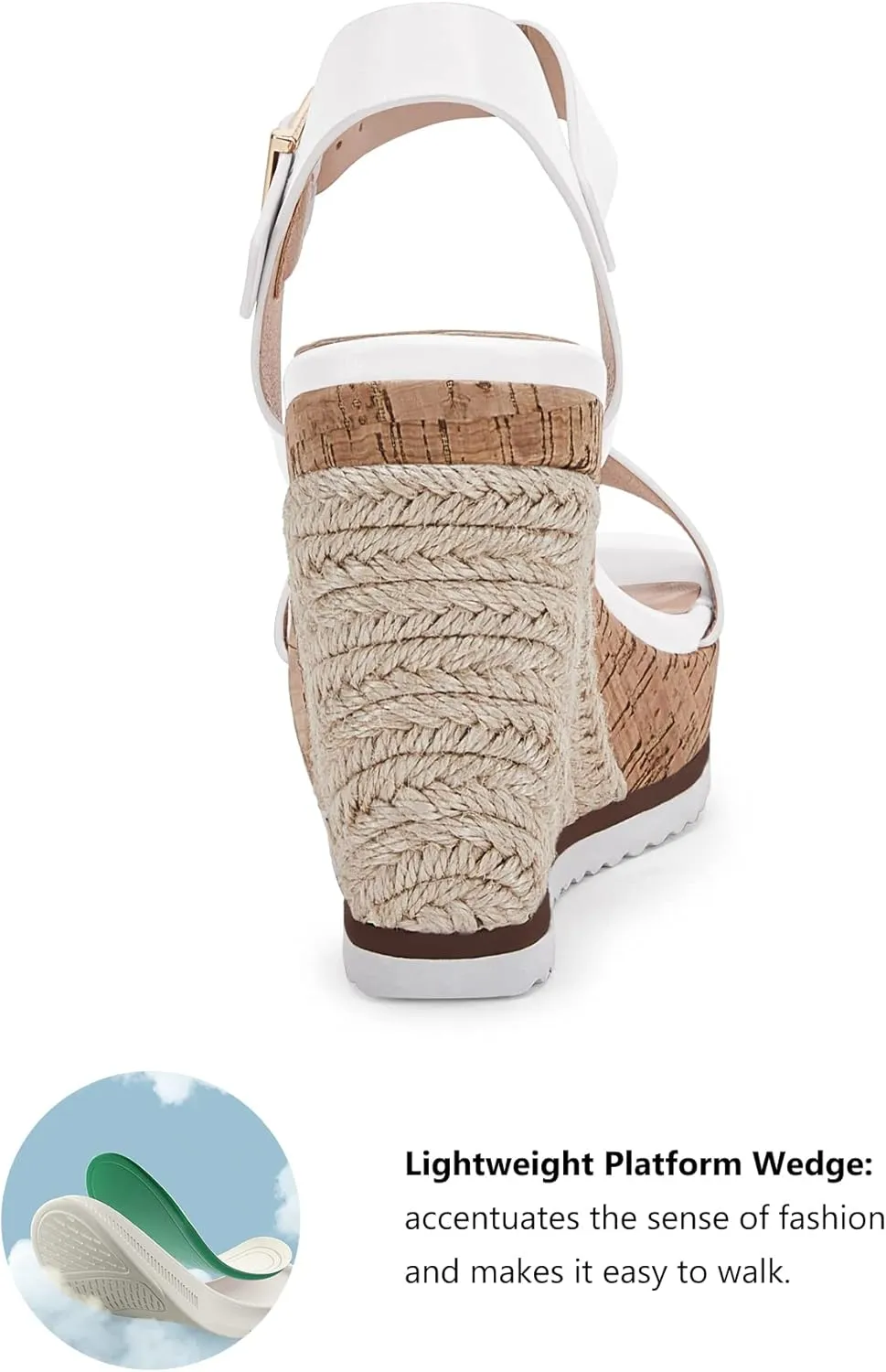 Women's Espadrille Wedge Platform Sandals Open Toe Ankle Buckle Strap Casual Summer Shoes