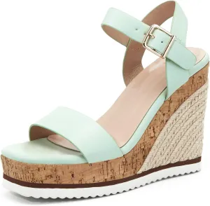 Women's Espadrille Wedge Platform Sandals Open Toe Ankle Buckle Strap Casual Summer Shoes