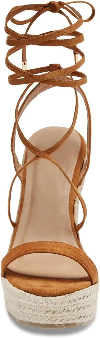 Women's Espadrille Wedges Lace Up Platform Ankle Cross Strap Slingback Summer Dress Sandals