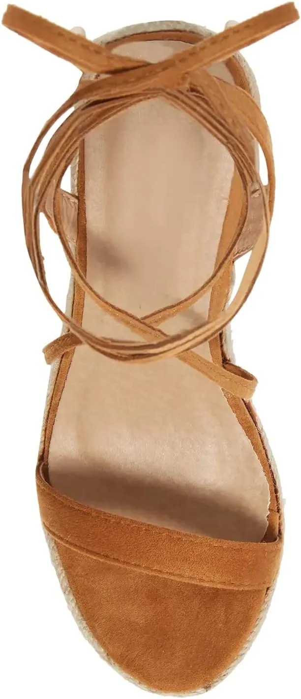 Women's Espadrille Wedges Lace Up Platform Ankle Cross Strap Slingback Summer Dress Sandals