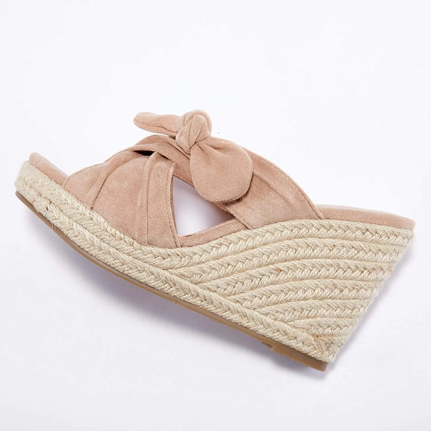Womens Espadrilles Wedge Sandals Slides Platform Slip on Bow Knot Open Toe Summer Mules Shoes