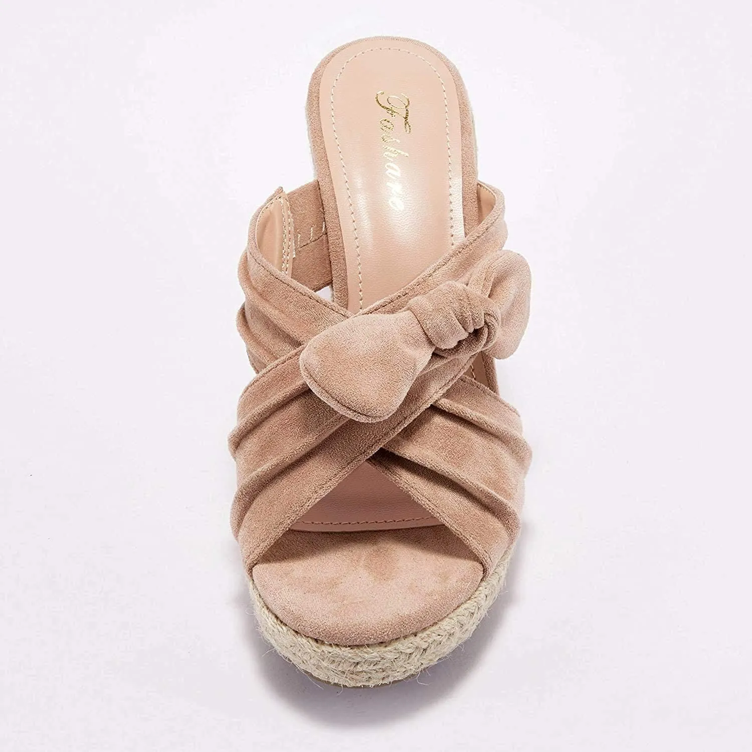 Womens Espadrilles Wedge Sandals Slides Platform Slip on Bow Knot Open Toe Summer Mules Shoes